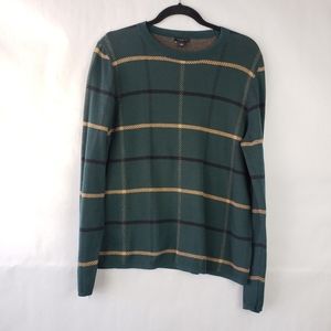 Ann Taylor Womens Knit Plaid Sweater Size XL Green